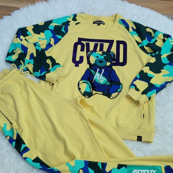 Civilized Camo Bear Men's Sweat Suit Size Pants 3XL Top 2XL - Picture 4 of 14